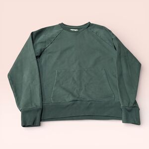 Everlane Sweatshirt Men’s Medium Green Fleece Lined Organic Cotton Crew Neck